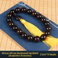 African blackwood prayer beads 2.0cm with yellow silk tassel on vintage books - 20mm*19 Beads Hand-held (Fortune + Tassel)