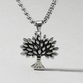 Tree of Life pendant necklace in polished silver steel finish with a sturdy box chain - Tree of Life