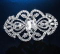 Elegant silver brooch with emerald-cut crystal and sparkling rhinestones for women - XD8350 Silver Emerald Cut Diamond