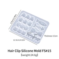 Translucent silicone mold with cat and bear shapes for DIY hair clips and jewelry making - Hair Clip Silicone Mold FS#15