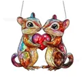 Colorful 2D acrylic heart squirrel suncatcher hanging wall art decor 7.5x8 inch - Squirrel Heart-OPP Bag