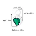 Green zircon heart pendant in S925 silver, 6mm wide with detailed size measurements - Small (6mm) / Green