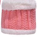 Pink knitted neck warmer with white fleece lining for winter thermal protection - One Size / Neck Warmer Pink