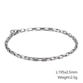 Bracciale a catena box in acciaio inossidabile argento con chiusura a moschettone - 195mm Lunghezza x 2.5mm Larghezza (KB126673-Z)
