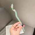 Épingle à cheveux muguet vert avec fleurs blanches pour coiffures de chignon élégantes - Pic Branche Cloche Vert Clair / Vert Eau Claire