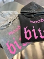Oversized American retro washed hoodies in dark and light grey with pink letter prints - S / Washed Grey