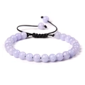 Verstellbares 6mm lavendelfarbenes Naturstein-Armband mit schwarzer Kordel - Hellvioletter Angelit