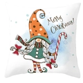 Detail of Christmas pillowcase featuring a cute gnome and Merry Christmas text - Style 39
