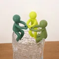 Three green plant-shaped silicone figures for tea bag holders and cup edge decoration - 3pcs Set-One of Each Color