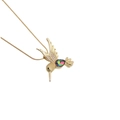 Collana con ciondolo a forma di colibrì d'oro con cristallo colorato e pietre di zircone - Catena a Serpente 50+5CM / Colorato