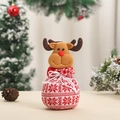 Sachet cadeau de Noël renne avec motifs de flocons de neige tricotés rouge et blanc - Sac Renne Tricoté