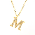 Summer gold-plated titanium steel letter M pendant necklace with sparkling rhinestones - Letter M (Includes Chain)