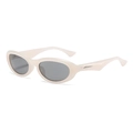 Occhiali da sole ovali rétro beige crema con lenti grigie e dettagli in metallo argento - C2 Tè Rosa Lente Grigia