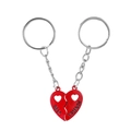 Magnetic red heart split keychain with Best Friends engraving in polished metal - Red Pair