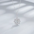 925 silver sunflower necklace with 6mm ice flower cut cubic zirconia gemstone - 925 Silver / White Zirconia Necklace
