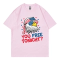 Pink Independence Day T-shirt with American eagle graphic and YOU FREE TONIGHT print - XS / Pink Eagle Style