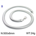Polished silver flat snake bone chain necklace in 8mm width and 500mm length - 8mm Steel Color 50cm