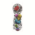 Waterproof full arm temporary tattoo WD-049 with skull rose and clock designs - WD-049/Skull and Colorful Lotus