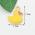 DIY yellow duck pendant in zinc alloy drip oil finish, size 1.6cm by 1.3cm for jewelry - Duck