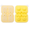 Gelbe Silikon-Eiswürfelform für vier Teddybär-Formen, BPA-frei und spülmaschinenfest - 4-Kammer Bär (Zitronengelb)