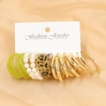 5-piece creative gold pearl and leopard resin hoop earring set for women - Grass Green Leopard Pearl Combo (10)