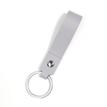 Porte-clés minimaliste en cuir gris grainé avec anneau en métal argenté et rivet - Gris Or