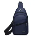 Waterproof dark blue oxford crossbody chest bag for men with multi-zipper pockets - 0103 Blue