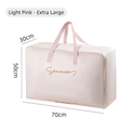 Extra large light pink storage bag for quilts and bedding with reinforced handles - Single Layer - Light Sakura Pink - Extra Large
