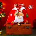 Christmas gift bag with 3D Santa Claus figure, red velvet fabric and gold bell detail - Christmas Bell Santa Style