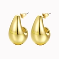 Polished golden teardrop stud earrings with smooth finish and secure butterfly backs - Gold Waterdrop