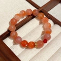 Elegant red agate bead bracelet with a gold accent charm on a beige wooden display tray - 10# Bracelet - Gold and Red