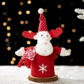 Christmas reindeer knitted apple gift jar in red plush with snowflake patterns - Red Knitted Reindeer Apple Jar