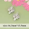 Pendentif feuille plaqué or 18k avec zircon blanc pour bijoux DIY 16,3 mm - Style Feuille Marquise d'Argent (ME1809B)