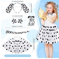 Dalmatian costume set for girls including spotted ears headband, tutu skirt, and tail - Dalmatian 4-Piece Skirt Set