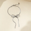 Bracciale a catena piatta con nodo a farfalla argento e chiusura a moschettone - 14k / Bracciale Argento