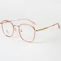 Occhiali tondi rétro in TR90 anti-luce blu con montatura rosa e oro da donna - Rosa Trasparente