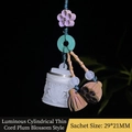 Luminous cylinder sachet pendant with plum blossom beads and green sandalwood accents - Luminous Cylinder - Plum Blossom String Style (12) / Approx. 2.9x2cm - Without Aroma Pill