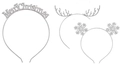 Détail de serre-têtes de Noël argentés avec bois de renne et flocons en strass - Ensemble Lettres + Bois + Flocon (3 Pièces) / Argenté