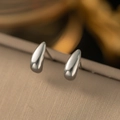 Pendientes de gota en plata pulida con acabado de espejo y estilo minimalista - Pendientes de Gota de Agua / Color Acero