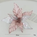 Fiore di Natale rosa e argento da 25 cm con paillettes e glitter per ghirlande - Rosa