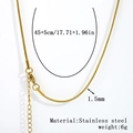 18K gold plated stainless steel snake chain necklace 1.5mm width with lobster clasp - 1.5mm Round Snake Chain-Gold