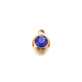 Deep blue 6mm faceted birthstone pendant with gold plated stainless steel frame - Dark Blue - Gold