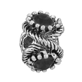 Antique silver charm with black zircon stones and twisted rope texture for DIY jewelry - Twisted Rope with Two Stones