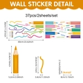 Colorful pencil wall decals set with 37 PVC stickers for classroom and kid's room decor - 60x30cm*2 Sheets / Colorful