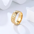 8mm gold vintage tire pattern ring for men in polished industrial stainless steel - US 8 / Gold