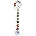 Handmade Tree of Life car hanging with colorful chakra stones and clear crystal prism ball - Silver Slanted Tree Woven Pendant