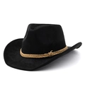 Cappello da cowboy western nero in finta pelle scamosciata con fascia intrecciata marrone - M (56-58cm) / Nero