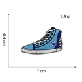 Detailed blue high-top canvas shoe embroidery patch measuring 7cm x 4.4cm with sharp texture - High Top Canvas Shoe