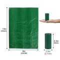 Biodegradable green dog poop bags, 23x33cm flat size and 6x2.7cm compact rolls - 1 Micron Biodegradable Dark Green