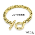 Pulsera bizantina de acero inoxidable dorado con cierre de calavera, 210x6mm - Dorado